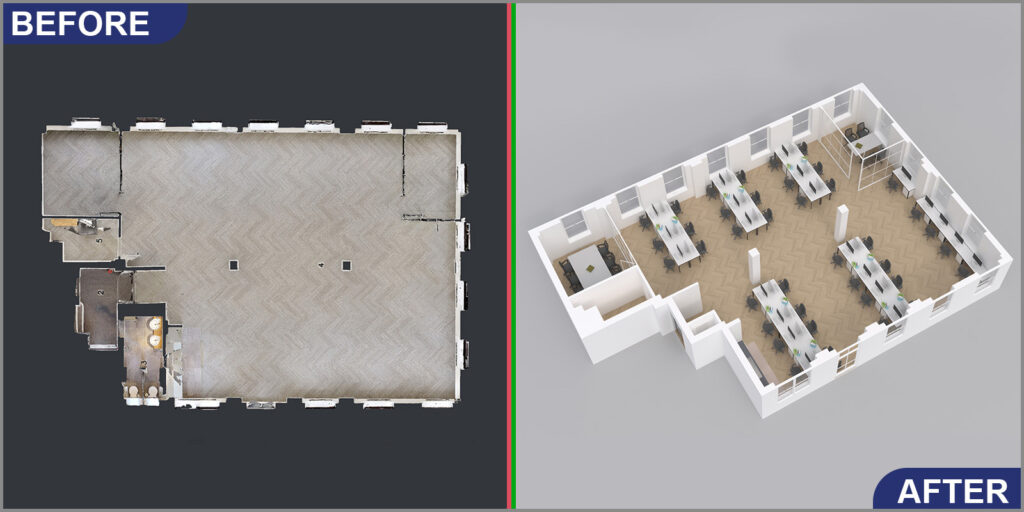 Matterport and Point Cloud for Office Design Before After