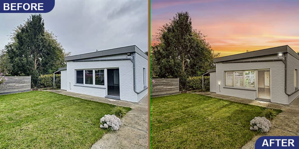 Digital Photo Treatment of Out House Before After
